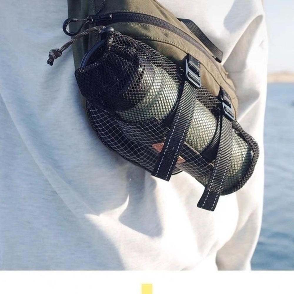 City Boy Olive Green Technical Gorpcore Waist Pack Nylon Sling Bag‎ Hiking Gear
